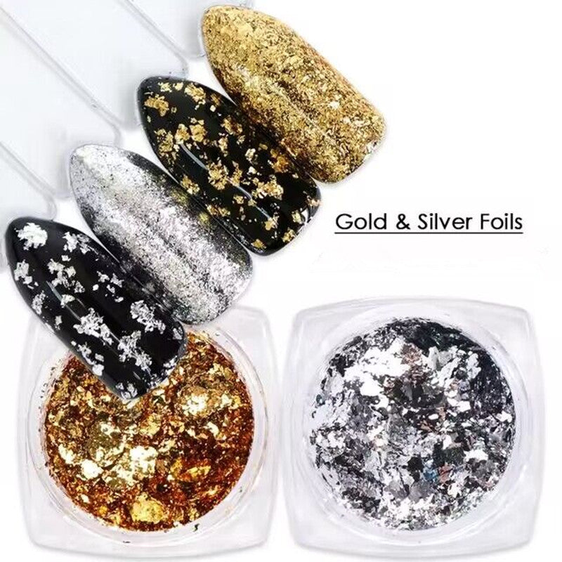 Nails
Golden & Silver Foil Nail Decoration