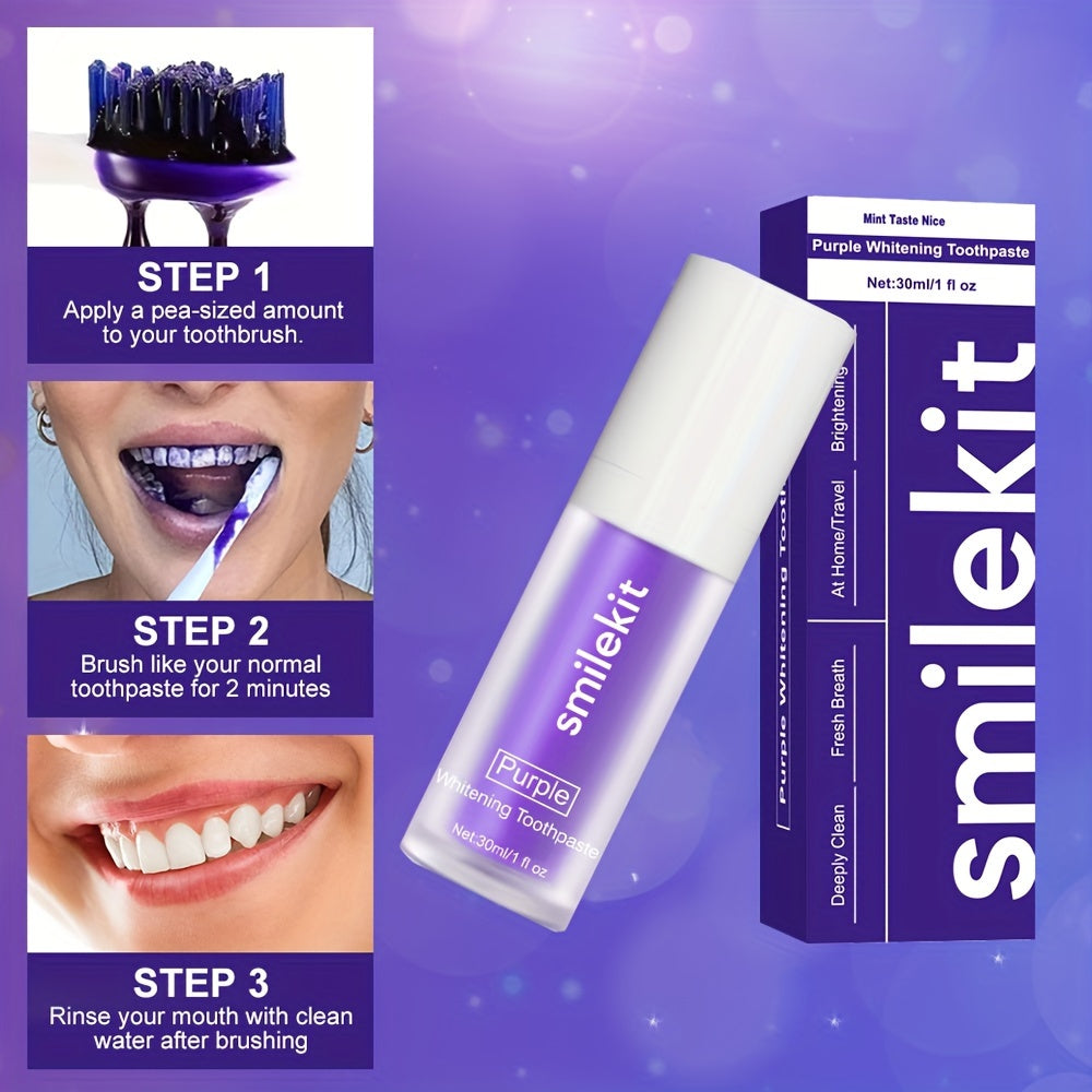 Oral Care
"Sparkling" Minty Fresh Purple Whitening Toothpaste - Deep Clean, Gentle On Gums, Freshens Breath, Portable For Travel & Home Use Disposable Toothbrush With Toothpaste