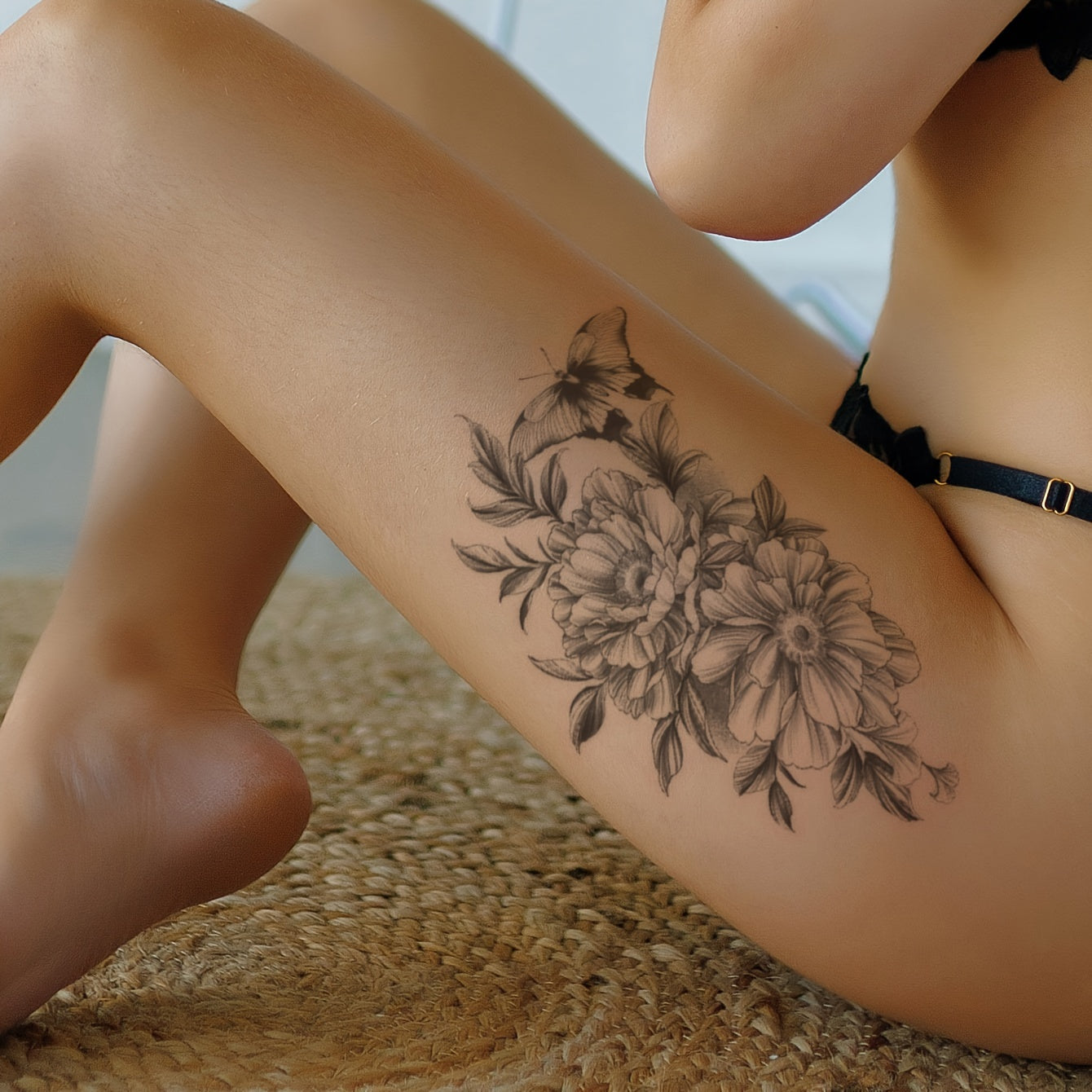 Temporary Tattoos
6pcs Black Flower Pattern Combination Of Tattoo, For Men And Women Arm Chest Tummy Back, Waterproof Simulation, Can Last For 3-5 Days Body Tattoo Sticker