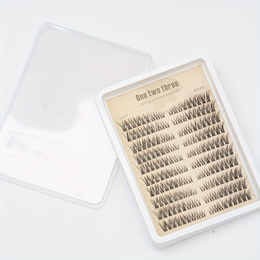 False Eyelashes
One Two Three False Eyelashes Extension Kit - Natural Cat Eye & Cross Cluster C Curl Lashes, 0.07mm Thickness, 6-18mm Length, Easy to Apply & Reusable for Beginners