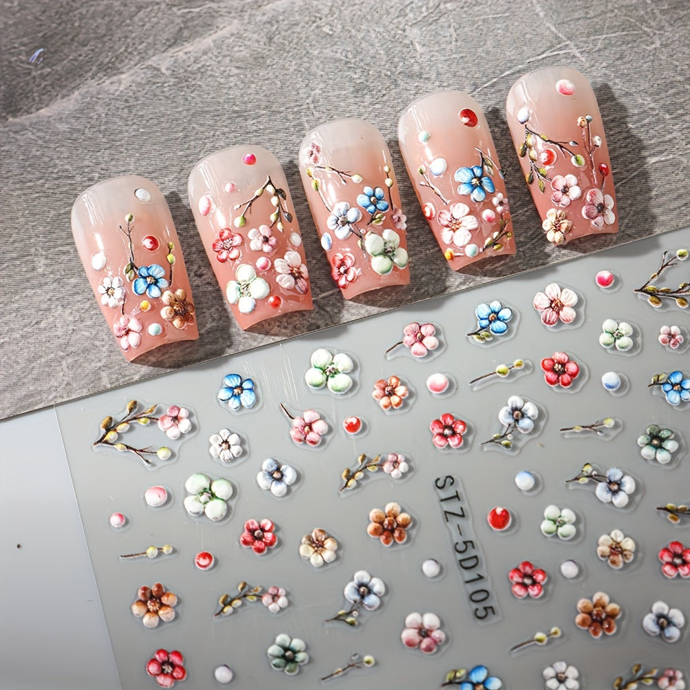 Nails
6pcs 5D Embossed Daisy Design Nail Art Sticker Set, 3D Acrylic Sanding Colorful Floral Decals, Self-Adhesive Nail Art Supplies For Women And Girls, DIY Manicure Supplies