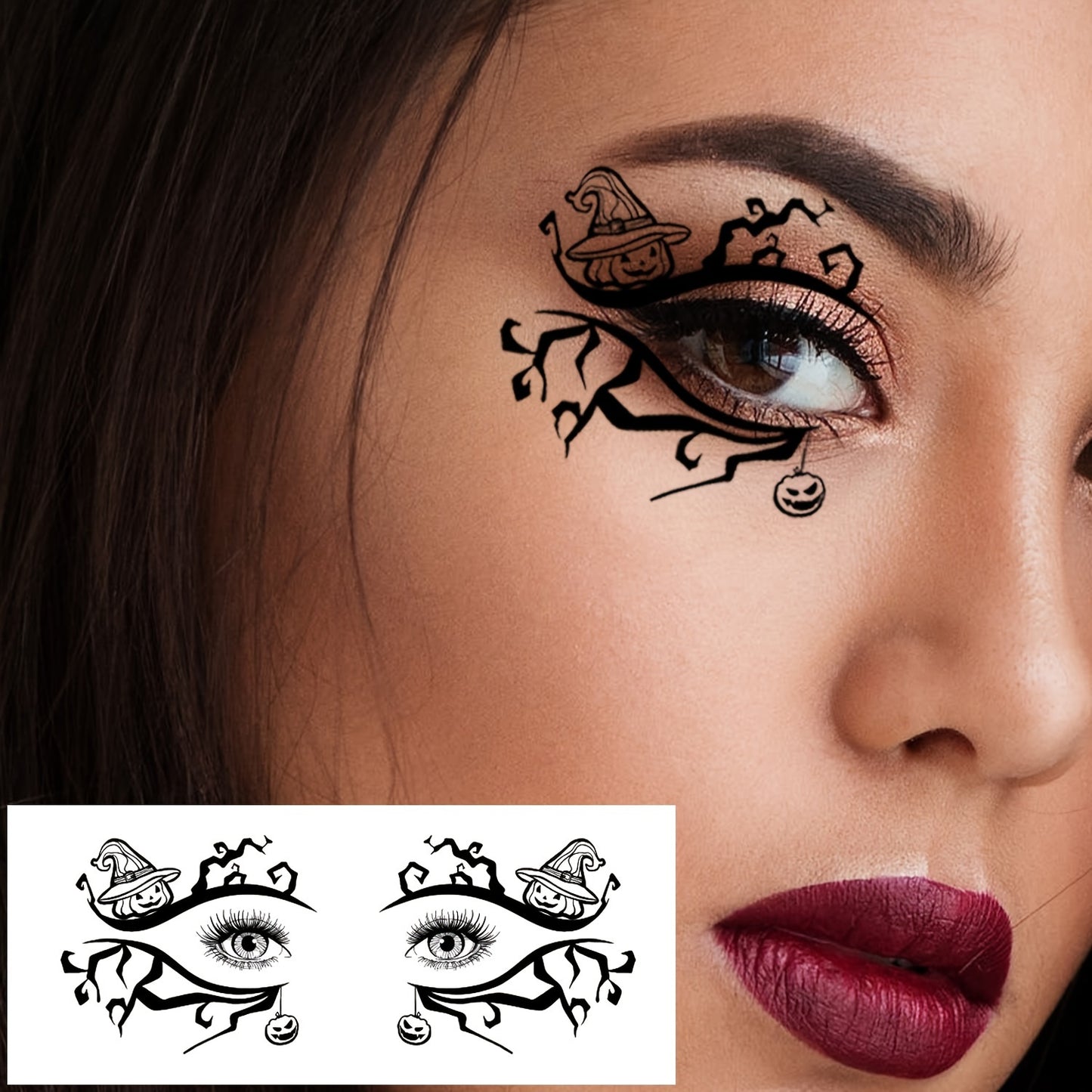 Temporary Tattoos
Halloween Eye Temporary Tattoos (10 Sheets), Spooky Skeleton, Pumpkin, Cat, Bat, Spider & Web Designs for Costume Makeup, Festive Party Face Stickers