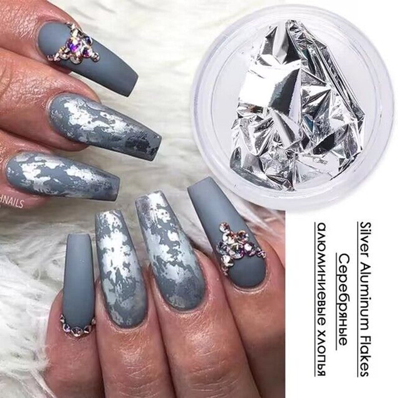 Nails
Golden & Silver Foil Nail Decoration