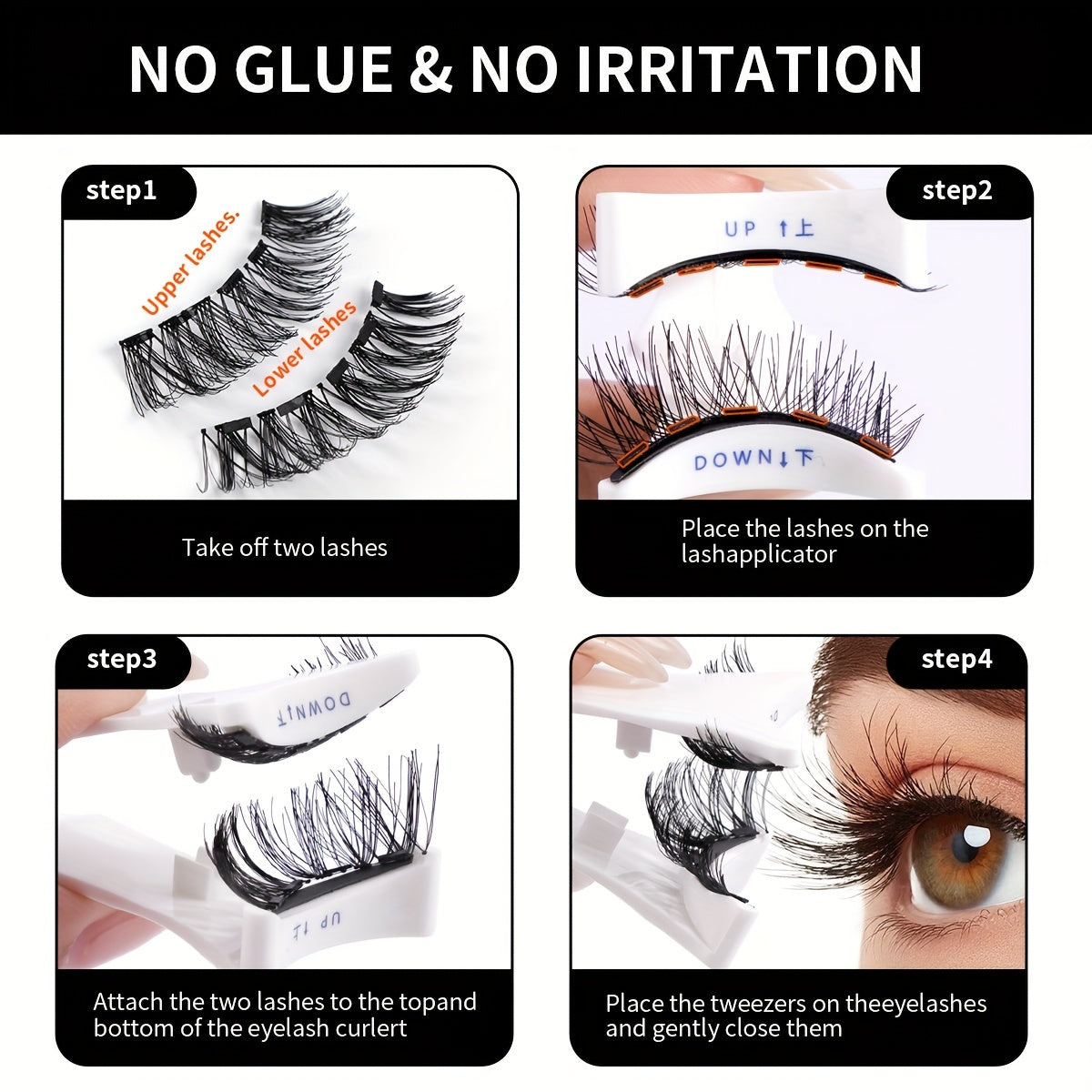 False Eyelashes
Magefy 2pcs Magnetic Eyelashes With Applicator - Easy To Wear & Remove, Natural Full Look, Perfect For Daily Use & Parties