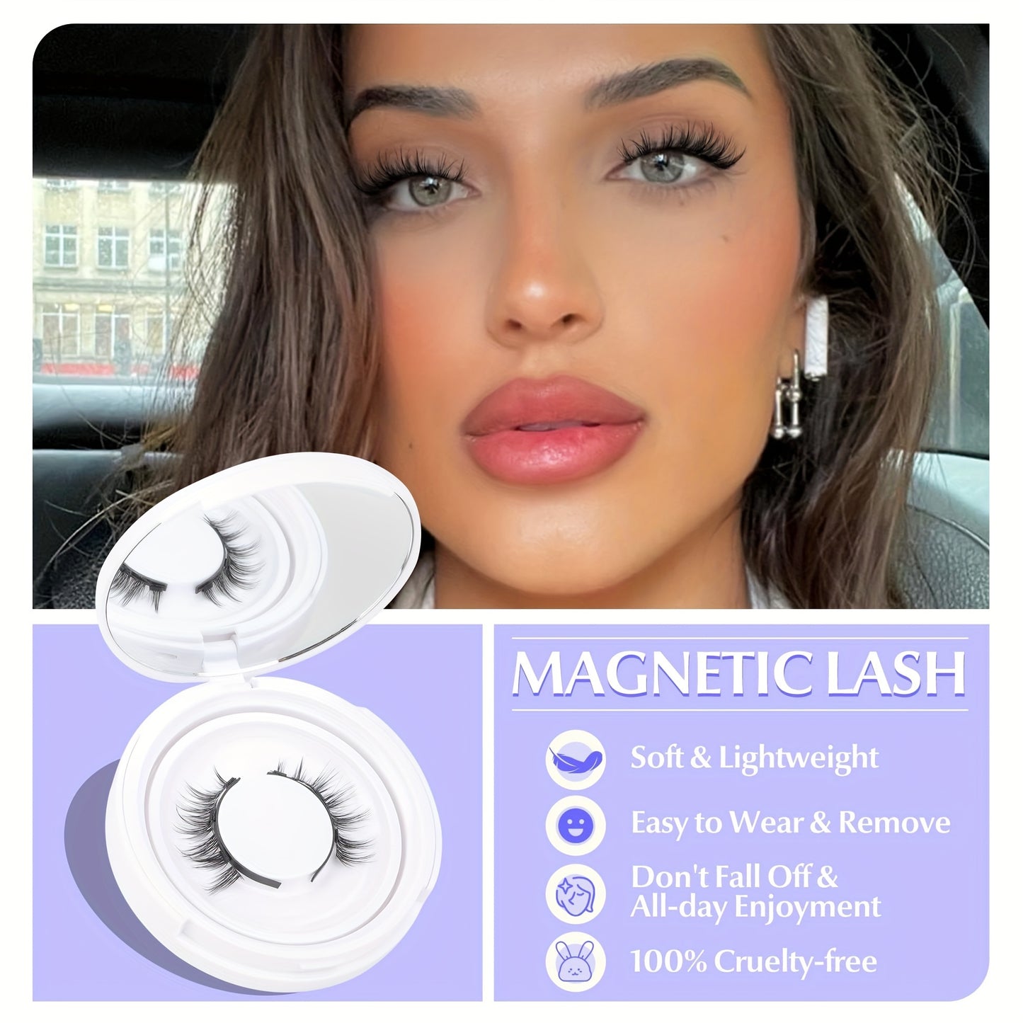 False Eyelashes
Magnetic Eyelashes with Applicator - Natural Looking, Easy to Wear & Remove, No Glue Required, Single Pair, Waterproof & Sweatproof, Comfortable All-Day Wear