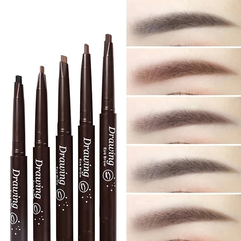 Makeup Waterproof 5 Colors Natural Makeup Double Heads Automatic Eyebrow Pencil Waterproof Long-lasting Easy Ware Eyebrow Pen With Eyebrow Brush