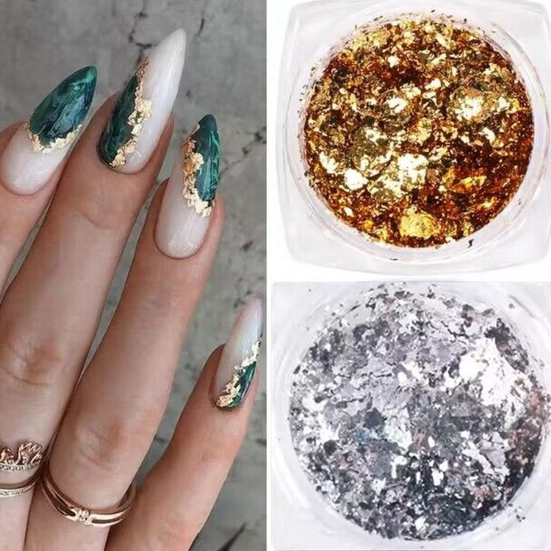 Nails
Golden & Silver Foil Nail Decoration