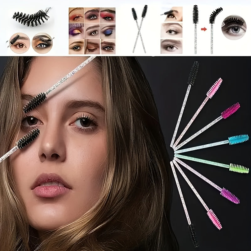 False Eyelashes
10pcs/pack Eyelash Brush & Eyebrow Brush Set With Spoolies, Spiral Brushes, Crystal Style Handles For Eyelash Extension