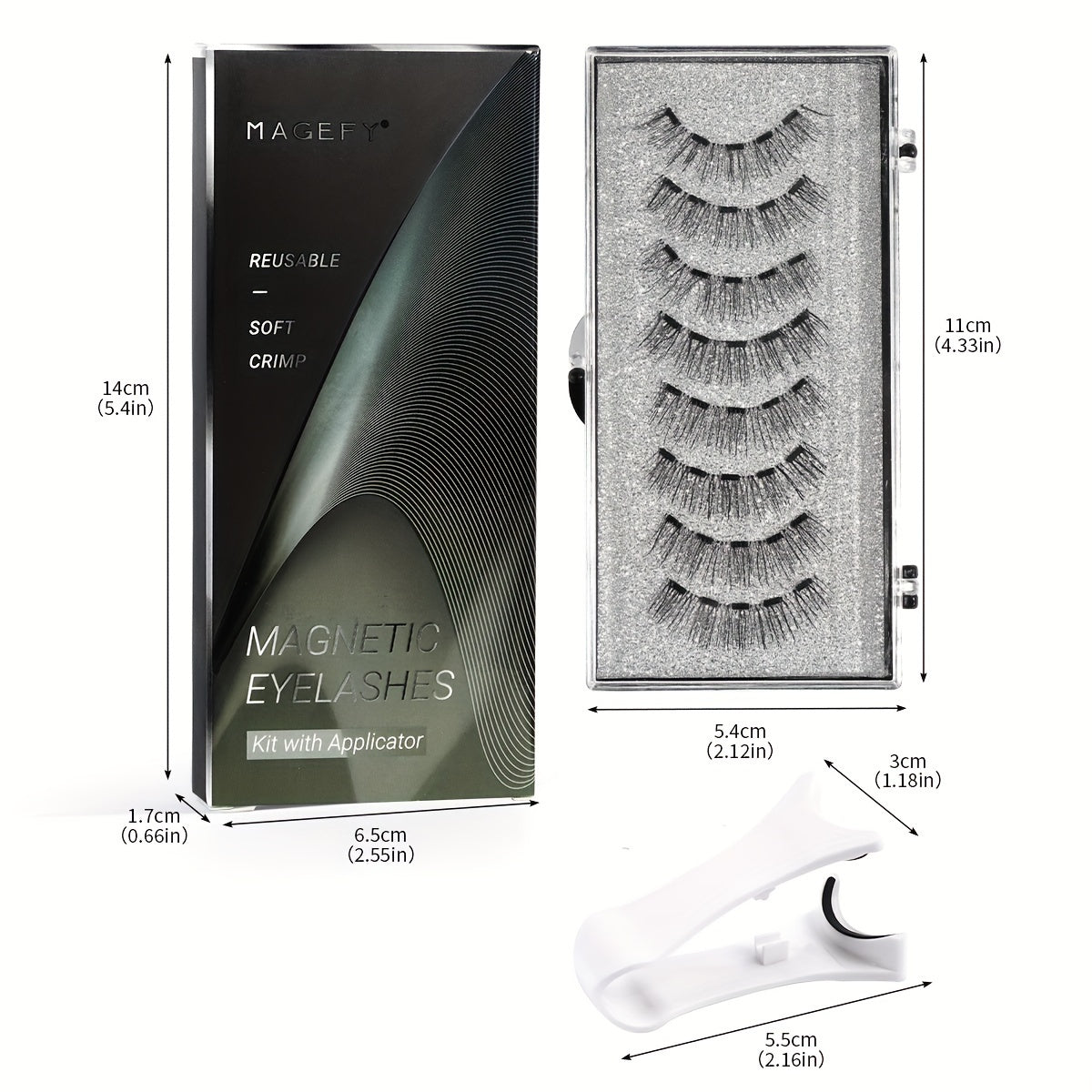 False Eyelashes
2 Pairs Of Magnetic False Eyelashes With Applicator, Cat Eye Lashes, No Glue, Reusable Magnetic Lashes, Natural And Thick, Suitable For Daily Parties