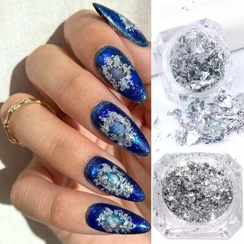 Nails
Golden & Silver Foil Nail Decoration