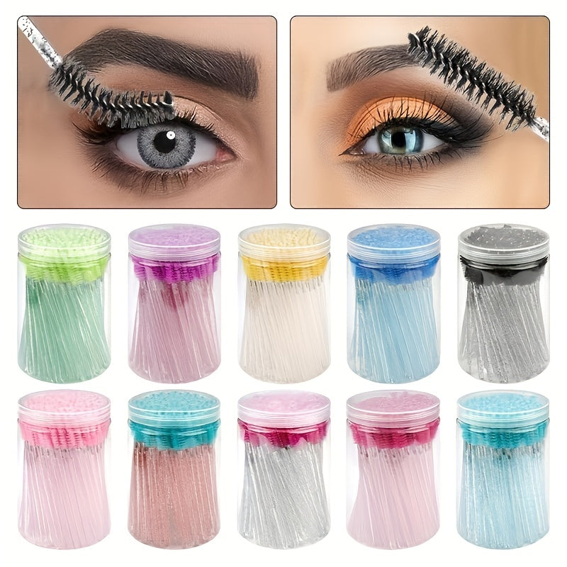 False Eyelashes
100pcs Eyelash Brushes with Container - Mascara Wands, Eyebrow Brush, and Eyelash Comb for Eyelash Extensions and Makeup Application