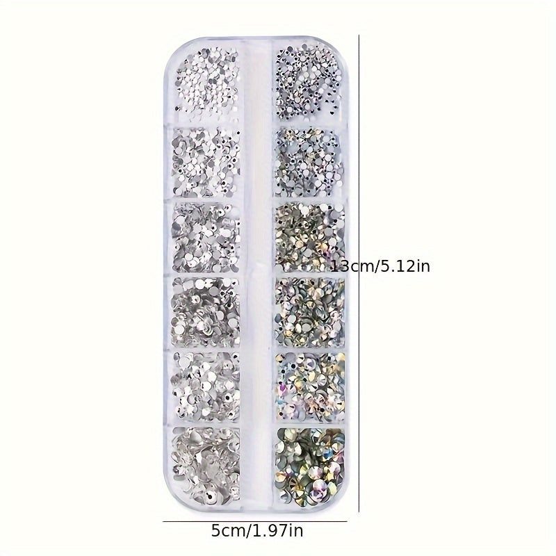 Nails
Dazzling AB Crystal Nail Rhinestones - Mixed Sizes, Flat Bottom Nail Art Gemstones, 3D Nail Art Decoration