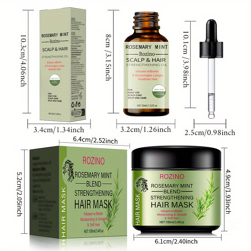 Hair Care
Rozino 2pcs Rosemary Hair Care Set: Essential Oil & Mask - Moisturizing, Softening For All Hair Types, Unisex Rosemary Hair Oil Hair Moisturizer