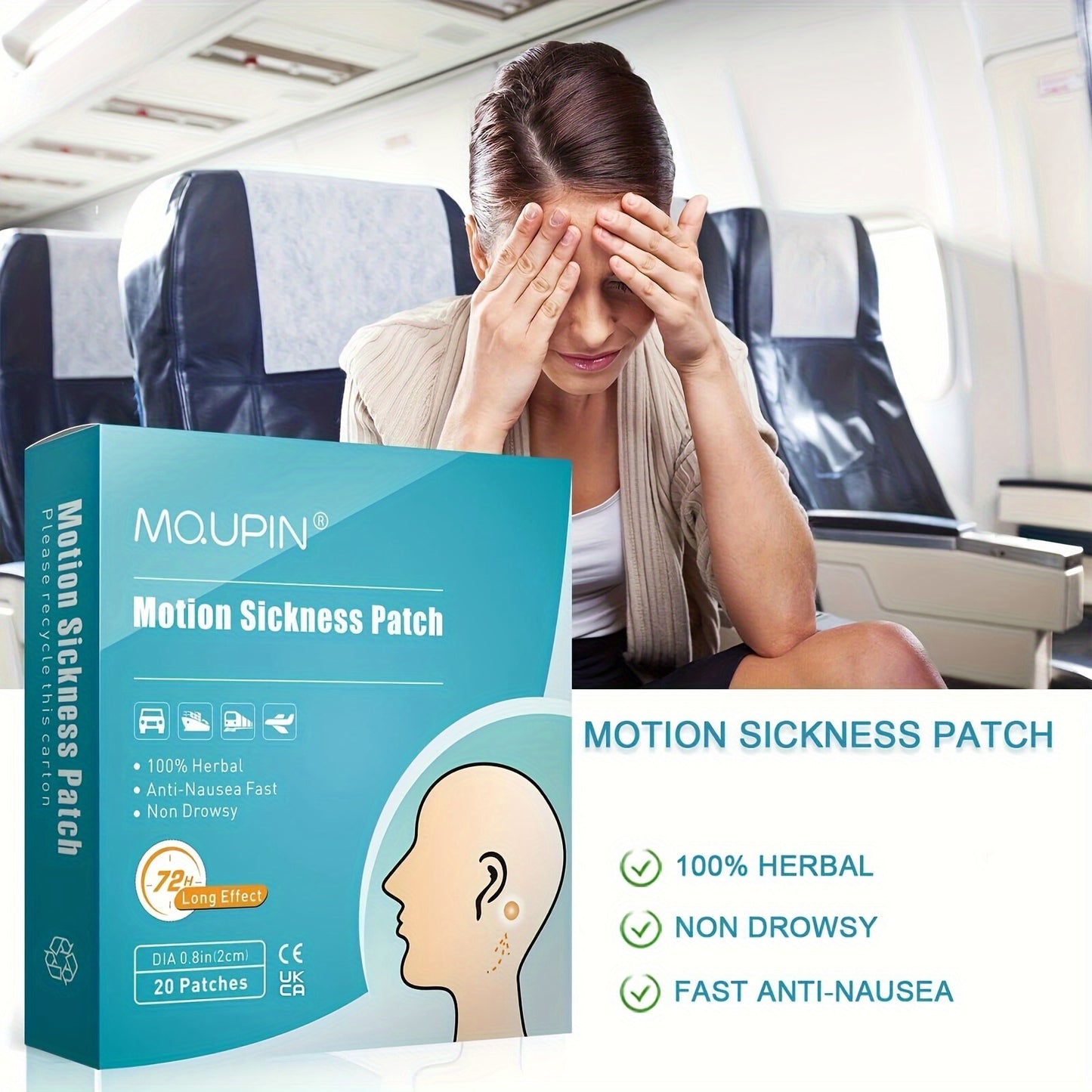 Beauty Tools
20pcs Motion Sickness Patches - Fast Acting - Relieves Vomiting, Nausea, Dizziness, Suitable For Cars, Ships, Airplanes, Travel, Anti Nausea Patches