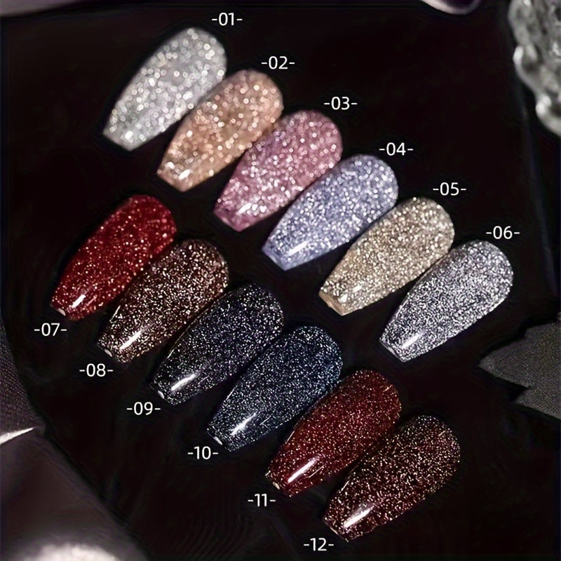 Nails
12 Colors 7ml Reflective Glitter Gel Nail Polish, Disco Broken Diamond Gel, Sparkling Gel Polish, For Manicure Home Salon DIY