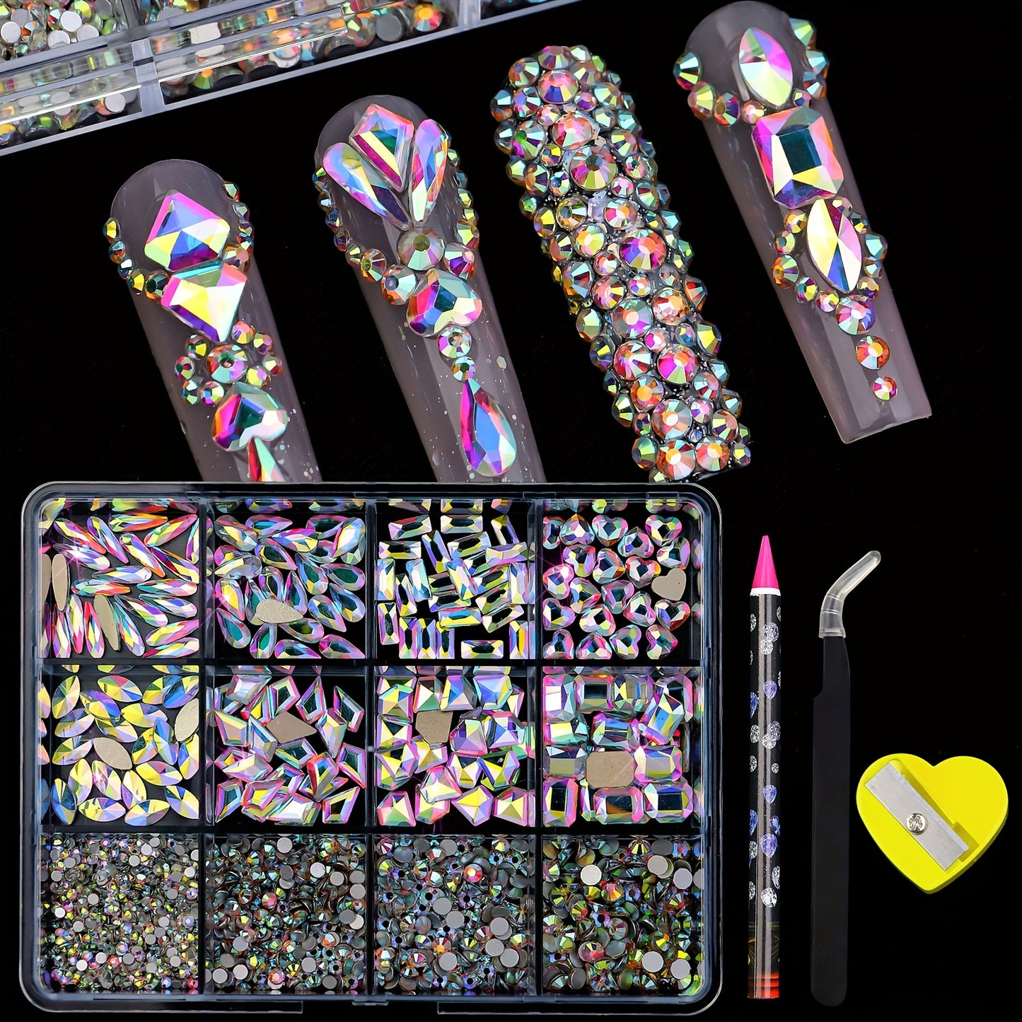 Nails
AB Nail Rhinestones Crystal Decorations Set With Nail Stone Drill Pen Manicure Accessories Supplies