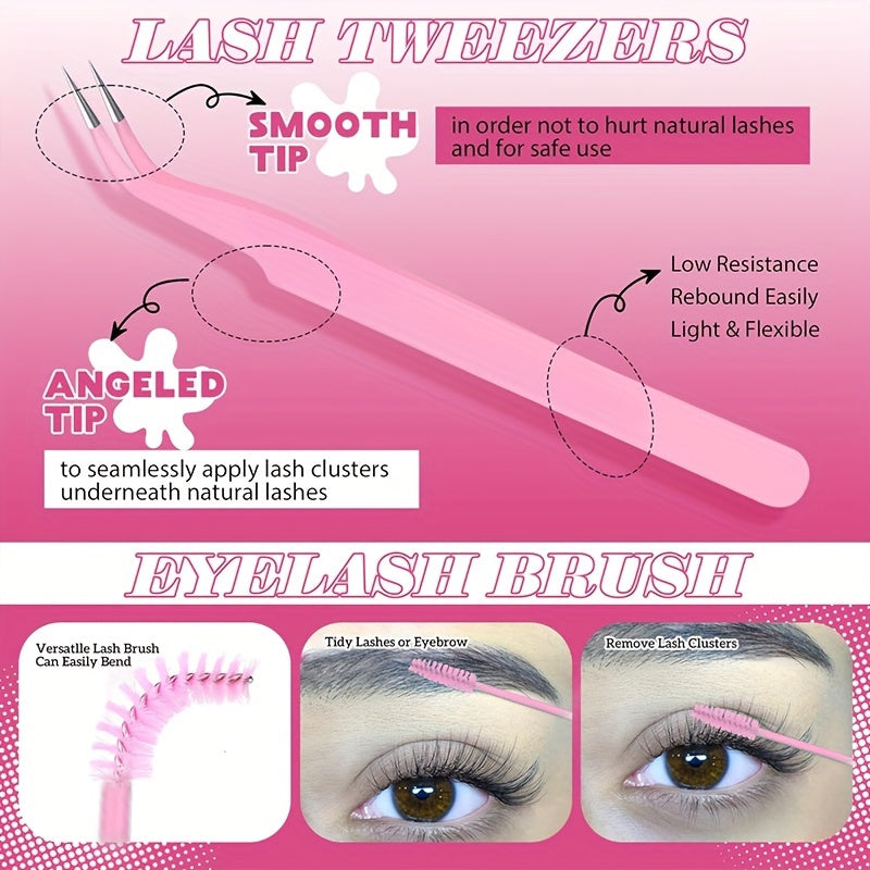 False Eyelashes
DIY Lash Clusters Eyelash Extension Kit 640/280pcs 30D40D50D Individual Lashes, Extra Thick, D Curl 9-16mm Mixed Length Lashes, DIY Eyelash Extension At Home Wispy Manga Lashes Look