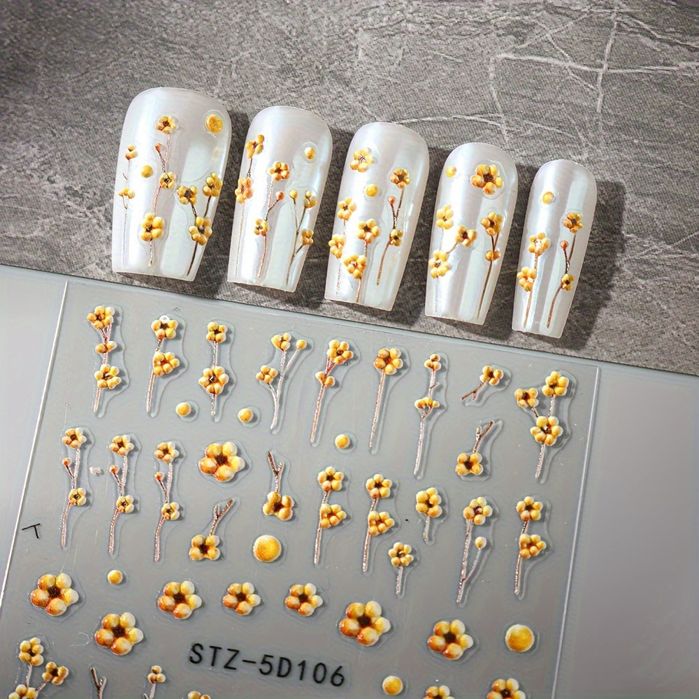 Nails
6pcs 5D Embossed Daisy Design Nail Art Sticker Set, 3D Acrylic Sanding Colorful Floral Decals, Self-Adhesive Nail Art Supplies For Women And Girls, DIY Manicure Supplies