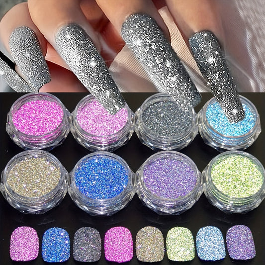 Nails
8pcs Glow-In-The-Dark Nail Art Kit: Reflective Glitter Sequins & Shimmering Acrylic Dust - Fragrance-Free, Perfect For Manicure Decor Gel Nail Polish Kit With Uv Light Nail Polish Set