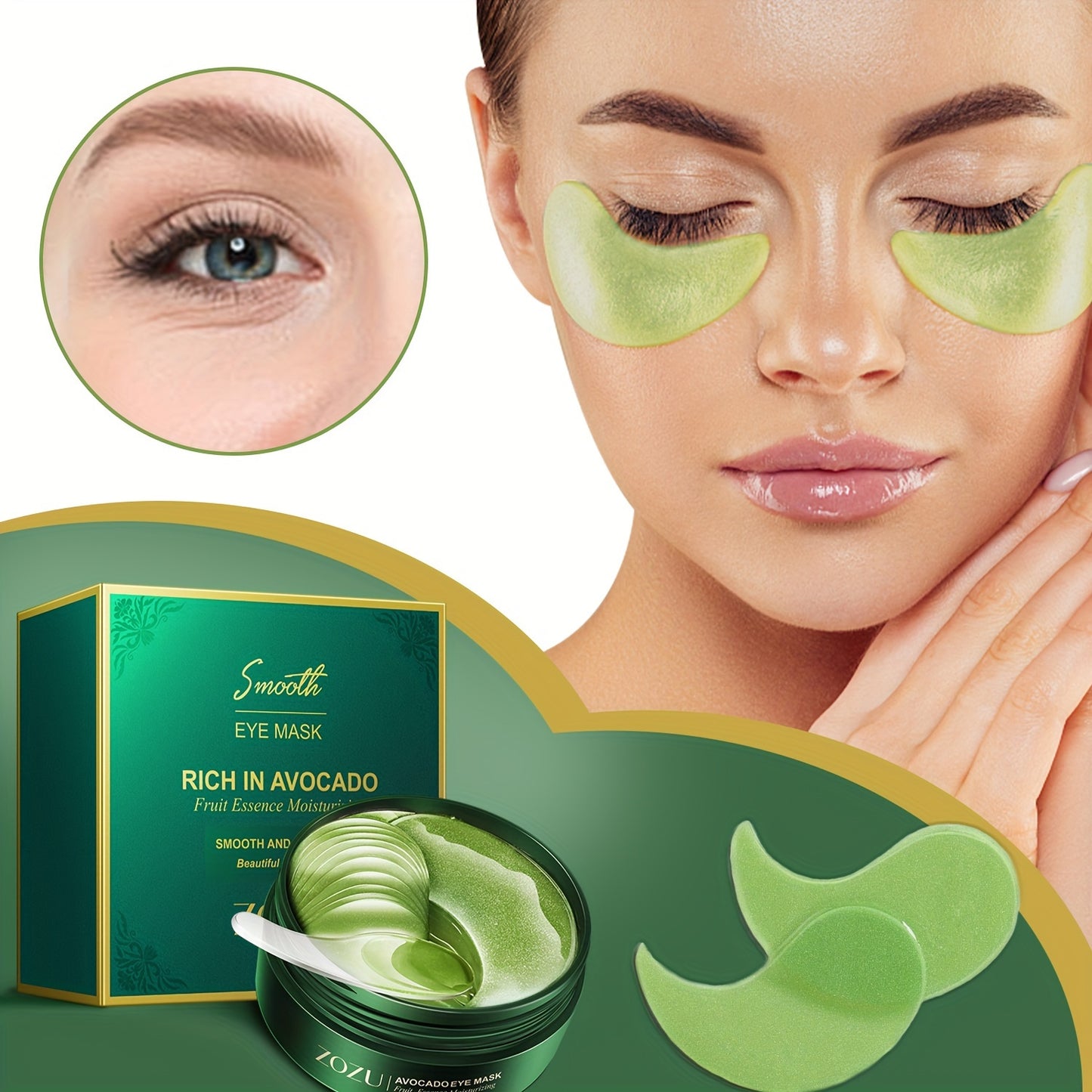 Personal Care
Eye Masks Moisturizing And Lifting Eye Masks For - Avocado And Golden Eye Patches For Firming And Tightening Under Eye Skin