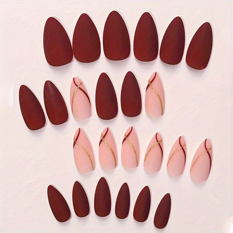 Nails
24pcs Autumn And Winter Almond Shaped Fake Nails Brown Nail Patch With Glitter Design Matter Full Cover Acrylic Nails For Daily Wear (1 Nail File + 1 Jelly Gel Included)