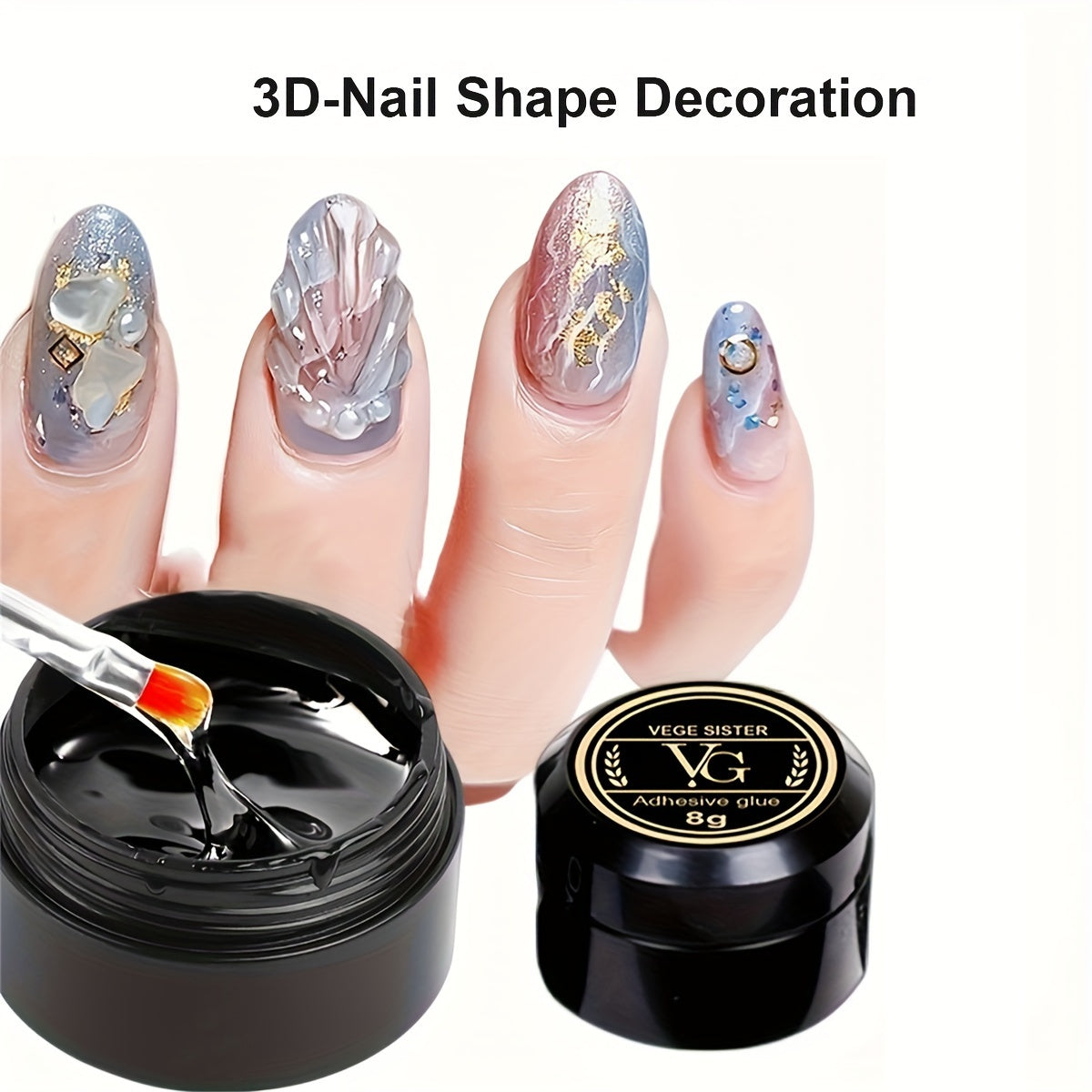 Nails
4 In1 Multiple Function Strong Sticky Adhesive Glue Gel For Big Nail Rhinestones Nail Extension Gel 3D Nail Shaping Nail Reinforce Decoration Glue For Nail Art Design Nail Rhinestones Glue UV/LED Gel Nail Top Coat Nail