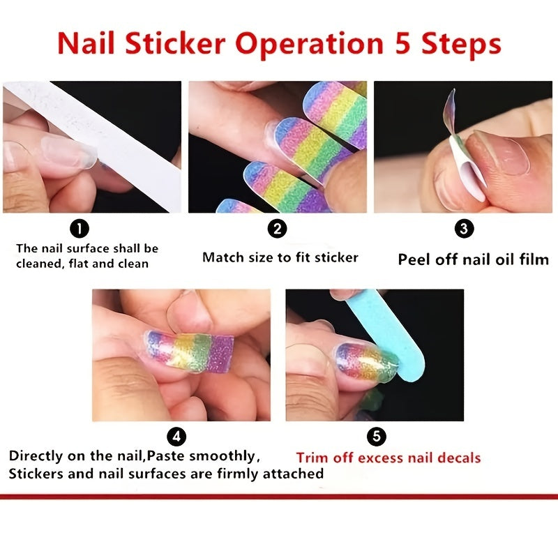 Nails
Gel Nail Stickers - Self-Adhesive Full Nail Wraps for Women and Girls - Easy Nail Art Design Tool