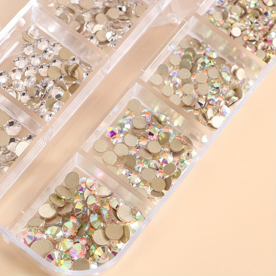 Nails
1 Box White AB Nail Rhinestones Set Flatback Crystal Gems 3D Shiny Nail Art Charms Stones Decoration Manicure DIY