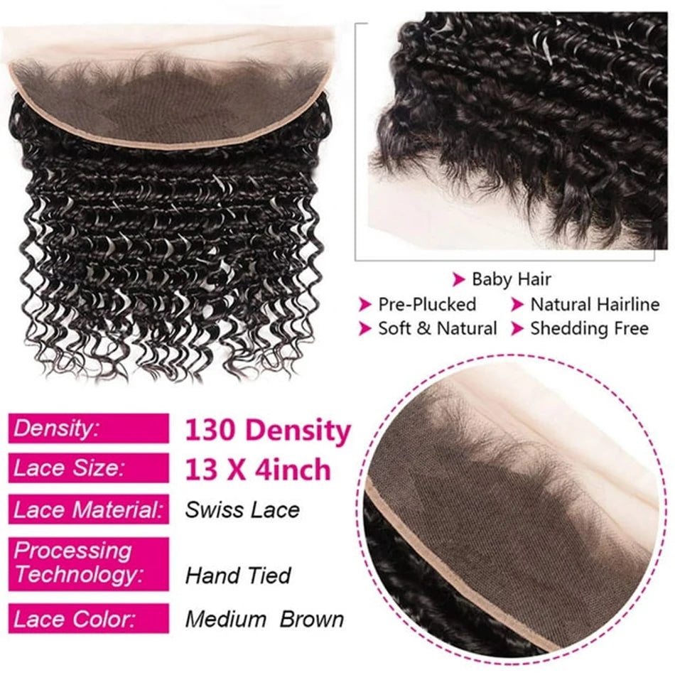 Hair Extensions and Wigs
Brazilian Hair Bundles with Frontal Deep Wave 3 Bundles with 13x4 HD Lace Frontal Ear to Ear Lace Frontal Deep Curly Bundle Hair