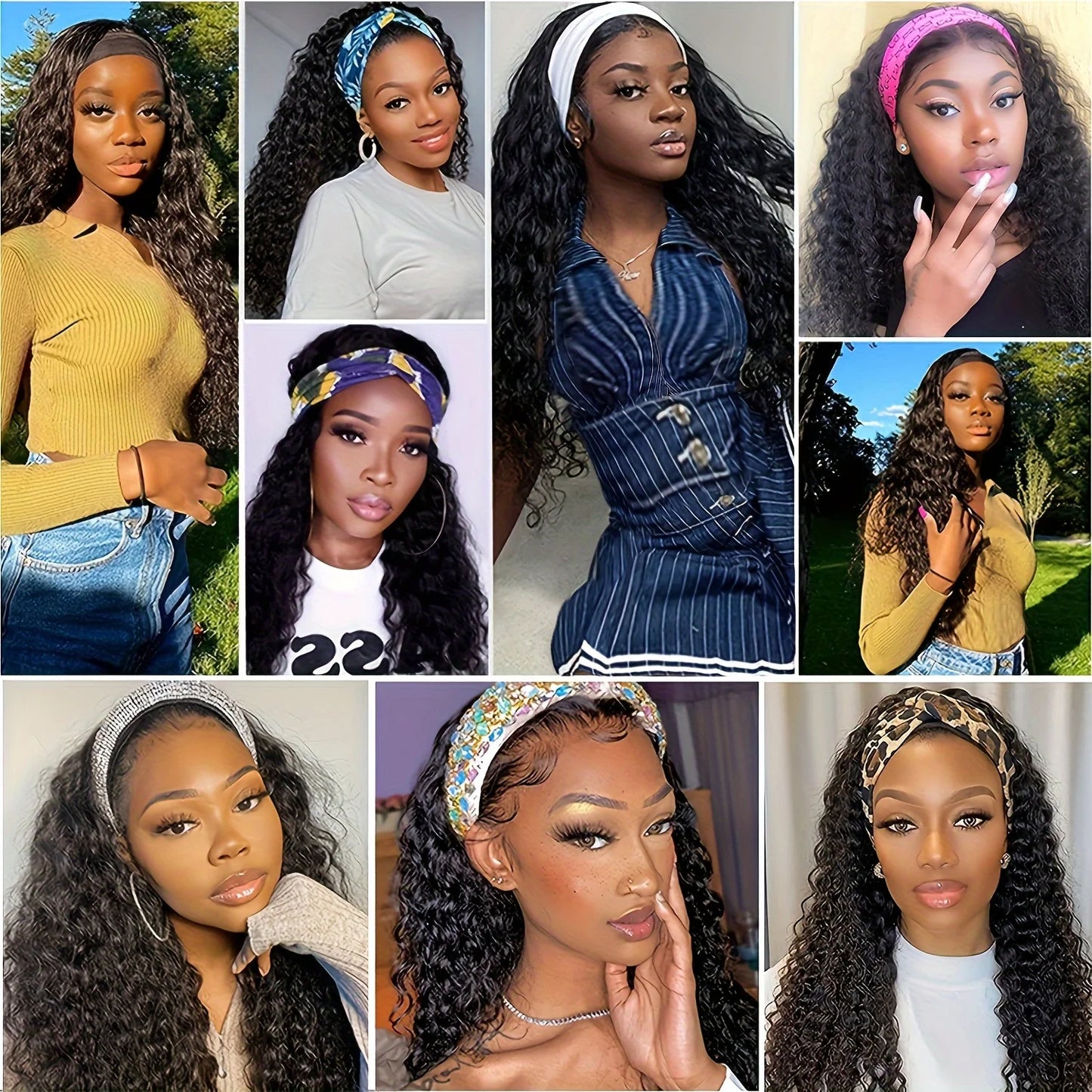 Hair Extensions and Wigs
Deep Wave Headband Wig Human Hair Curly Bob Wigs For Women 100% Real Hair Bobo Wigs Full Machine Made Wigs Natural Black Hair