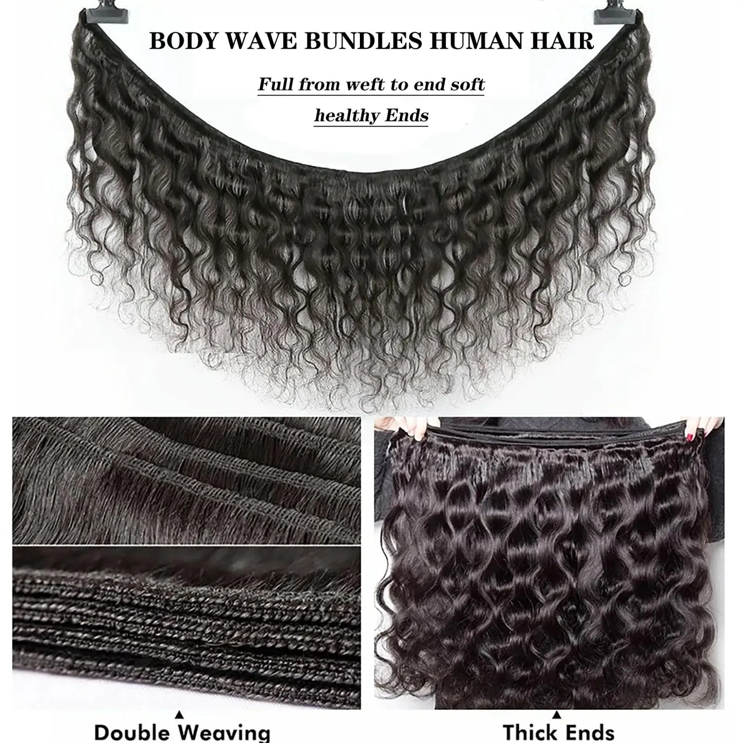 Hair Extensions and Wigs
12A Human Hair Bundle Body Wave 3 Bundles Human Hair 24 26 28 Inch 100% Unprocessed Brazilian Virgin Body Wave Human Hair Bundle