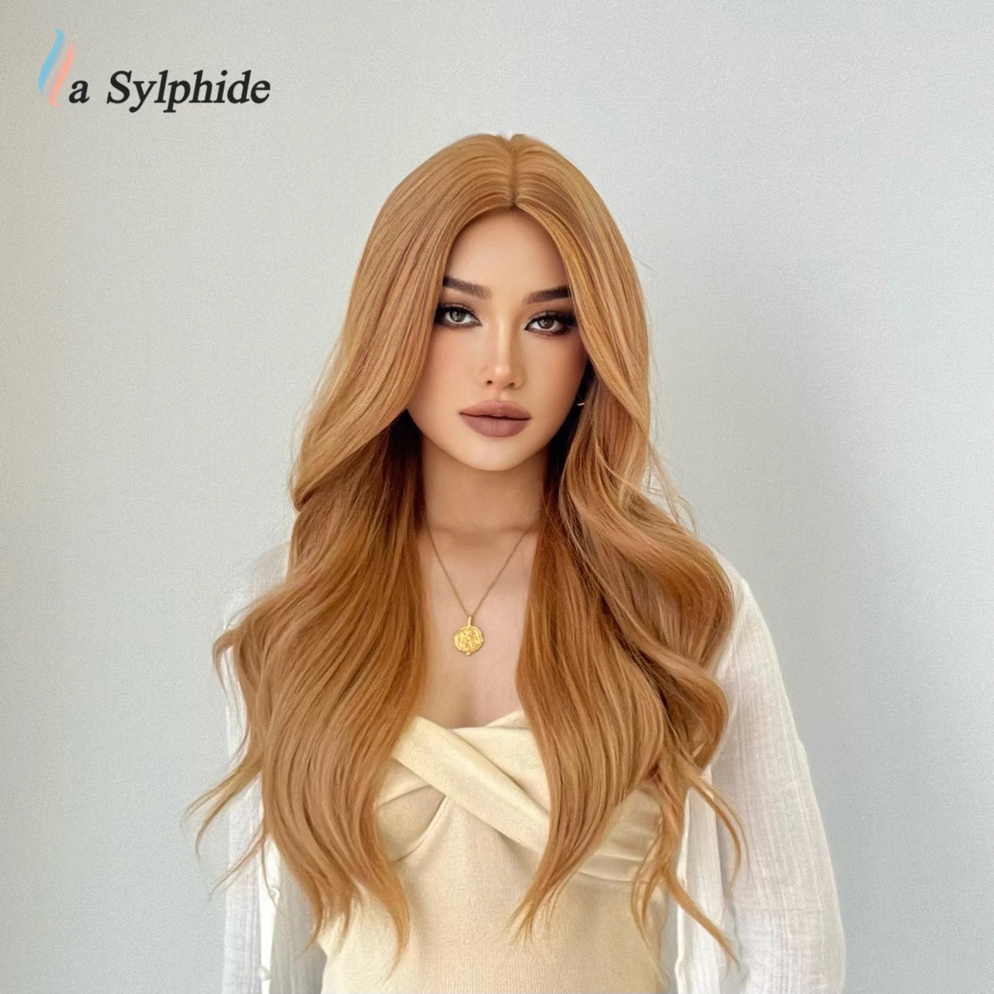 Hair Extensions and Wigs
La Sylphide Long Wave Middle Part Synthetic Wig Golden Blonde Wig Cosplay Daily Natural Woman Wigs Heat Resistant Hair