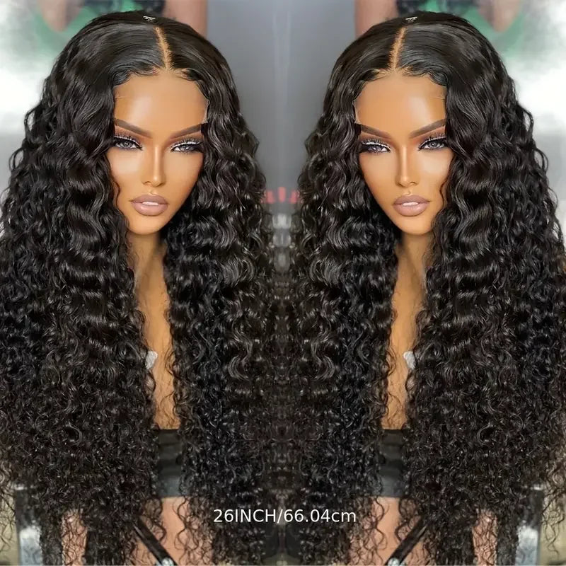 Hair Extensions and Wigs
Natural Color 4x4 Lace Closure Wigs Human Hair Pre Plucked With Baby Hair 180 Density Brazilian Water Wave Wigs For Black Women