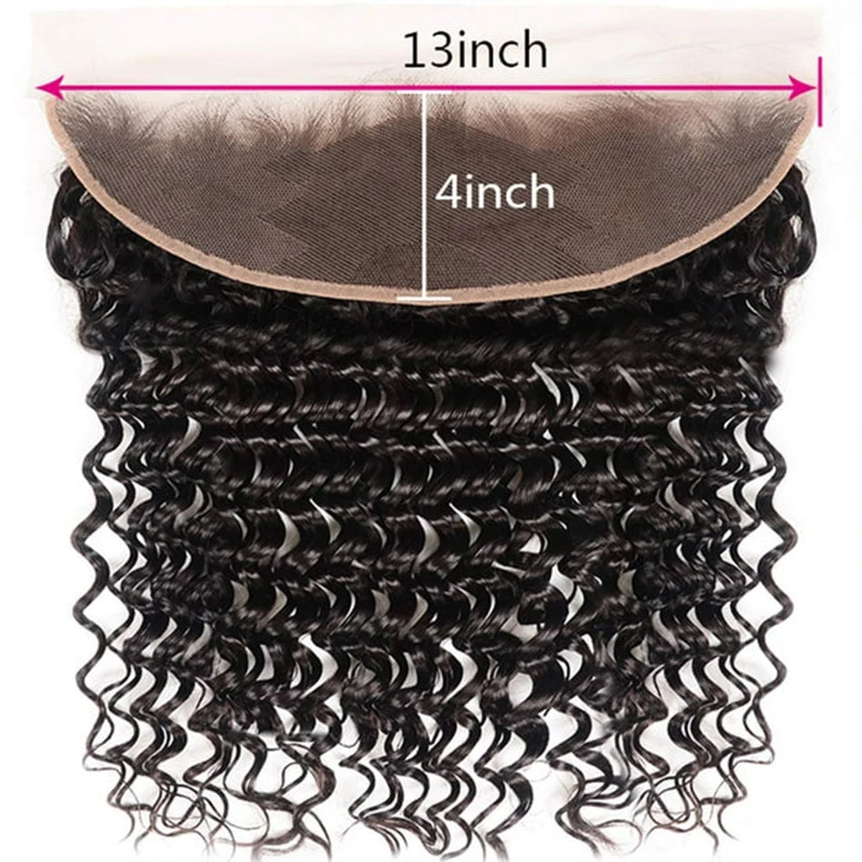 Hair Extensions and Wigs
Brazilian Hair Bundles with Frontal Deep Wave 3 Bundles with 13x4 HD Lace Frontal Ear to Ear Lace Frontal Deep Curly Bundle Hair