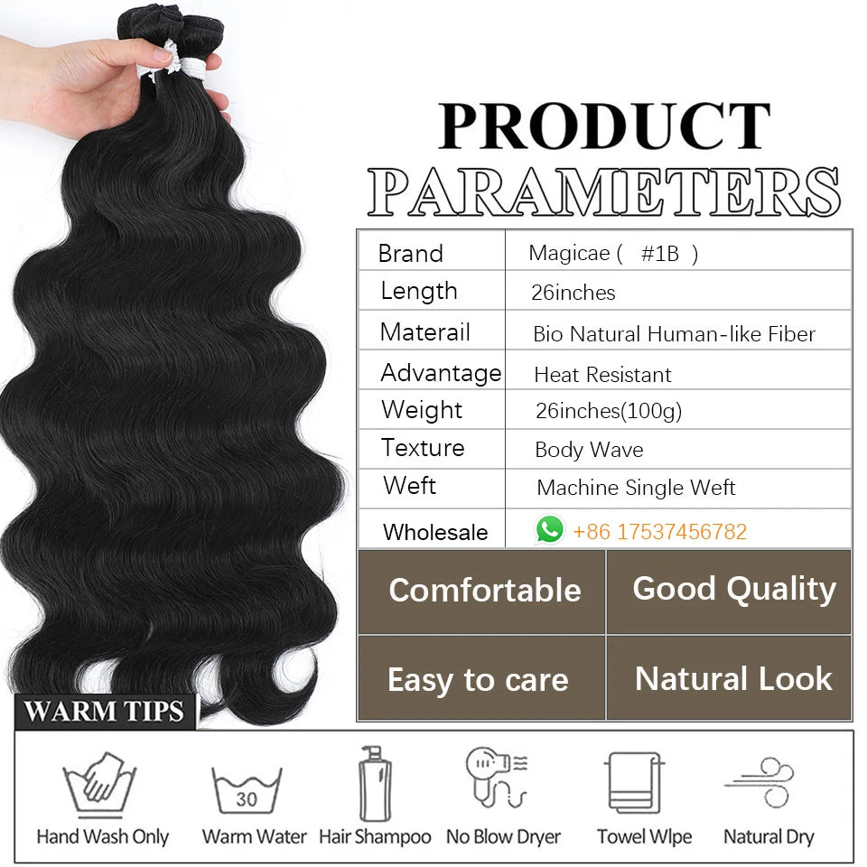 Hair Extensions and Wigs
Body Wave Ponytail Hair Bundles 26 Inch Piano Blonde Natural Synthetic Hair Weave Ombre Brown 613 Blonde Hair Extensions