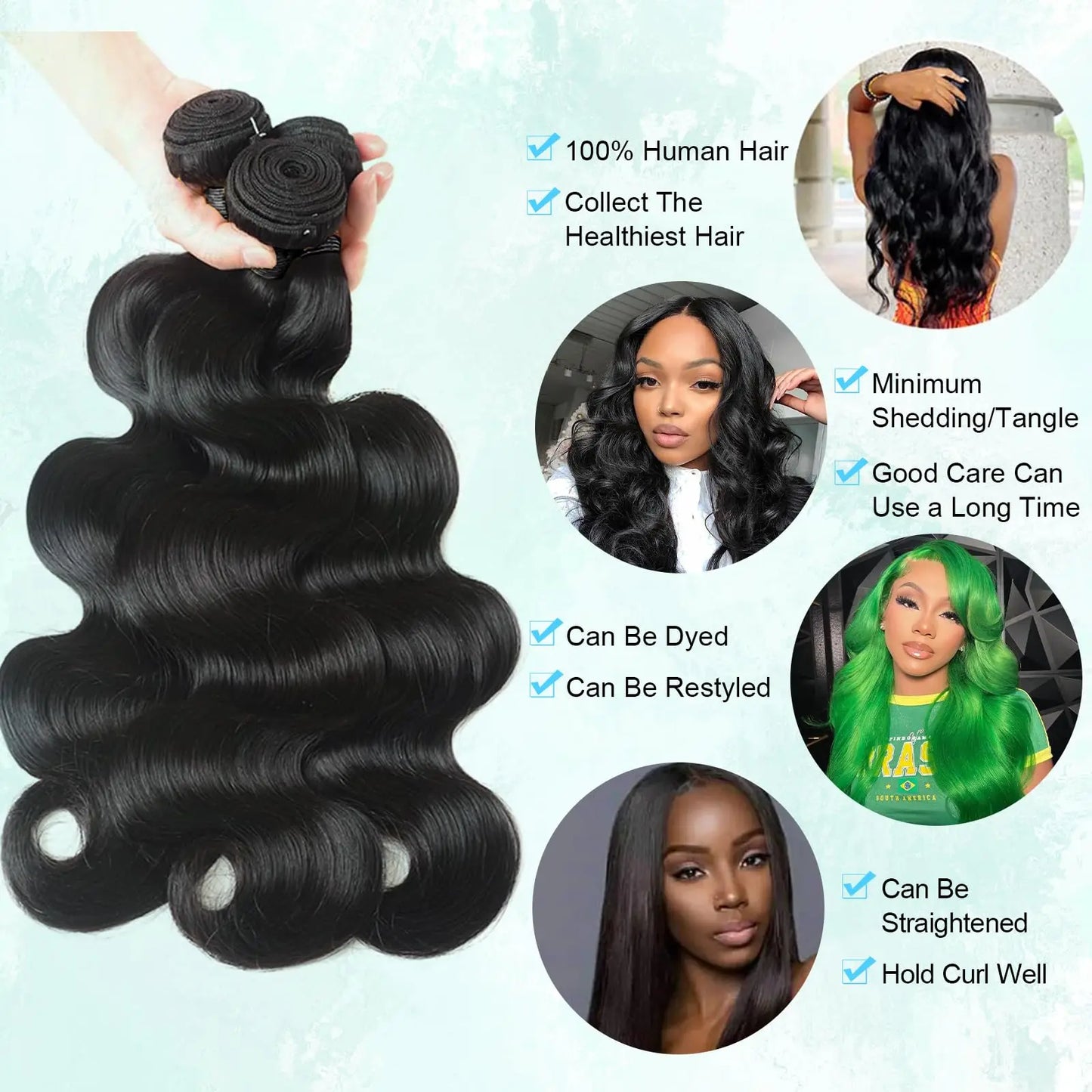 Hair Extensions and Wigs
12A Human Hair Bundle Body Wave 3 Bundles Human Hair 24 26 28 Inch 100% Unprocessed Brazilian Virgin Body Wave Human Hair Bundle