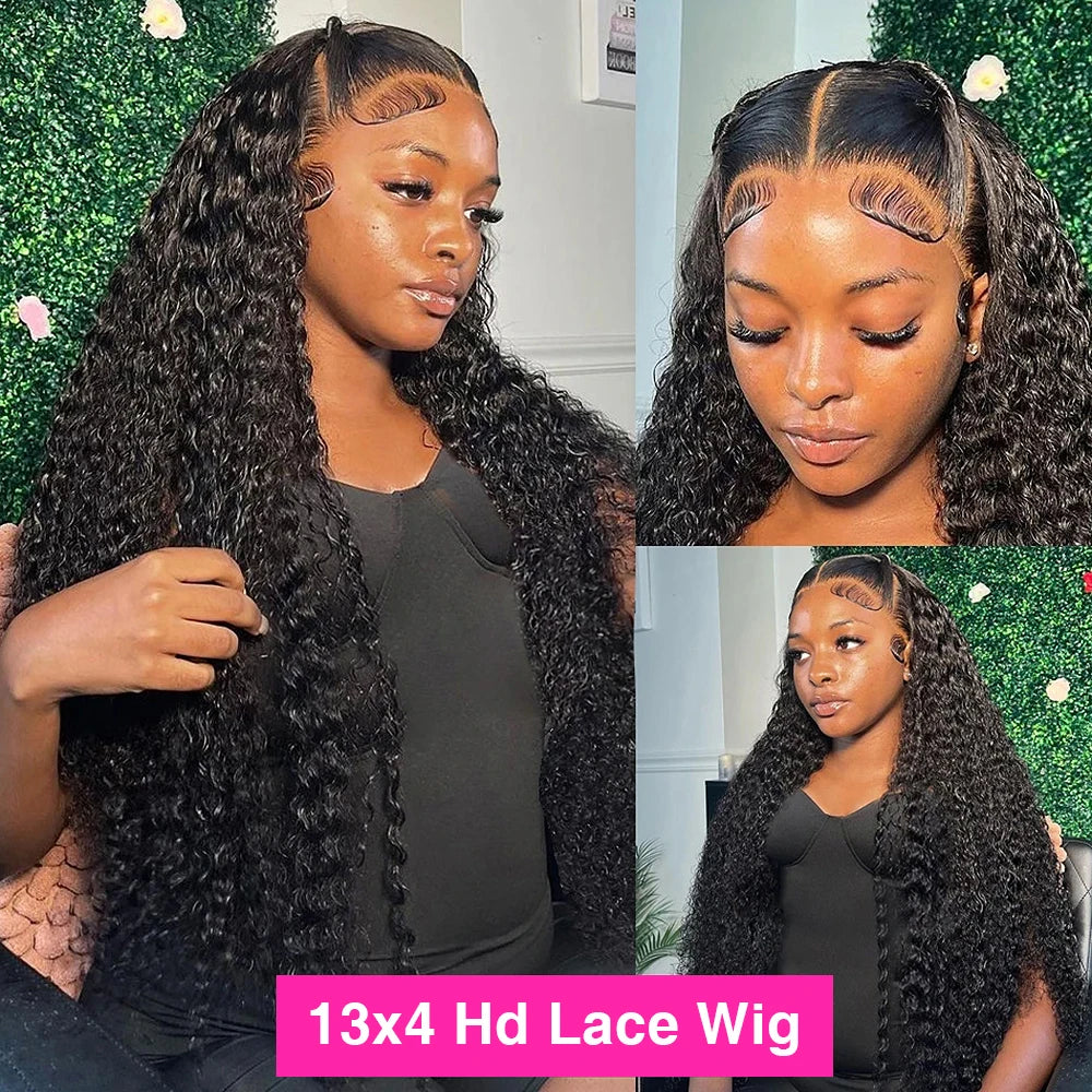 Hair Extensions and Wigs
300% Deep Wave Frontal Wig 13x6 HD Lace Frontal Wigs For Women Brazilian Water Wave 13x4 HD Curly Lace Front Human Hair Wig