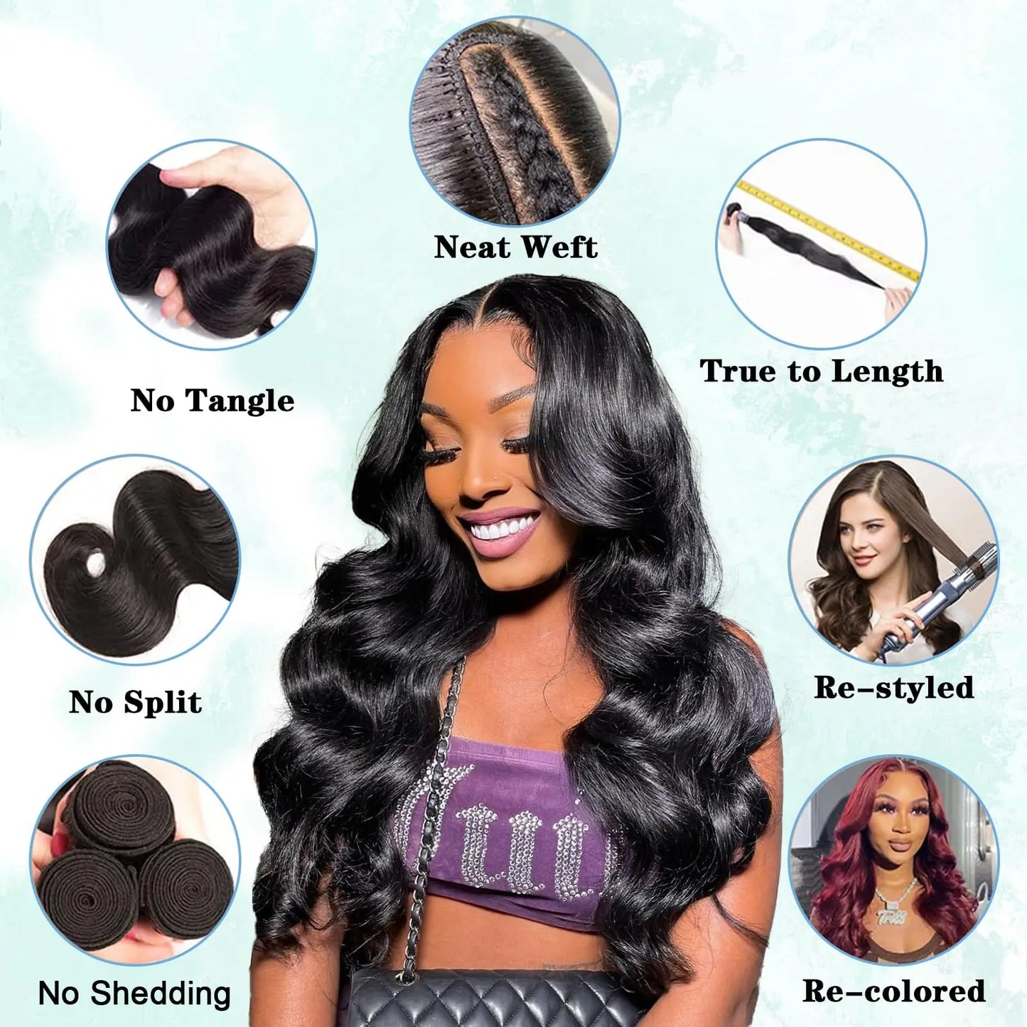 Hair Extensions and Wigs
12A Human Hair Bundle Body Wave 3 Bundles Human Hair 24 26 28 Inch 100% Unprocessed Brazilian Virgin Body Wave Human Hair Bundle