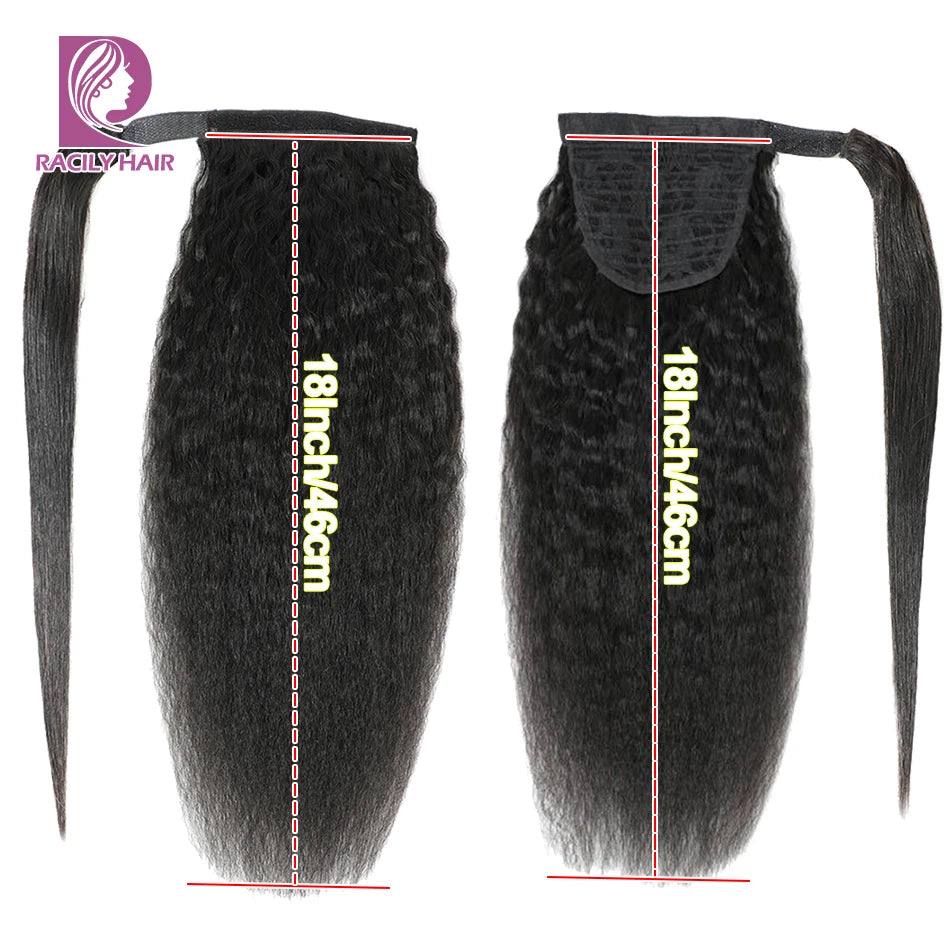 Hair Extensions and Wigs
Racily Hair Kinky Sraight Ponytail Human Hair Afro Kinky Ponytail Hair Extensations Wrap Around Clip In Ponytail Black Yaki Hair