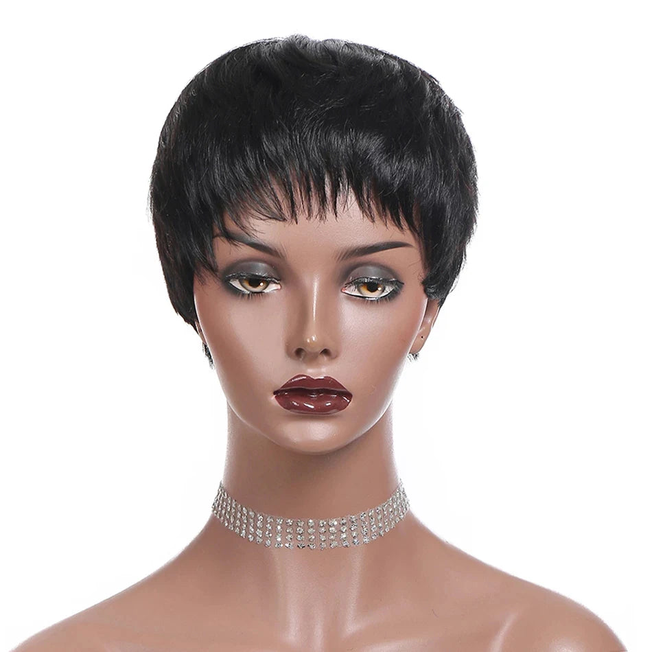 Hair Extensions and Wigs
Short Bob Wig Straight Human Hair Wigs With Bangs Non Lace Front Wigs For Women Pixie Cut Wig Natural Color Full Machine Made