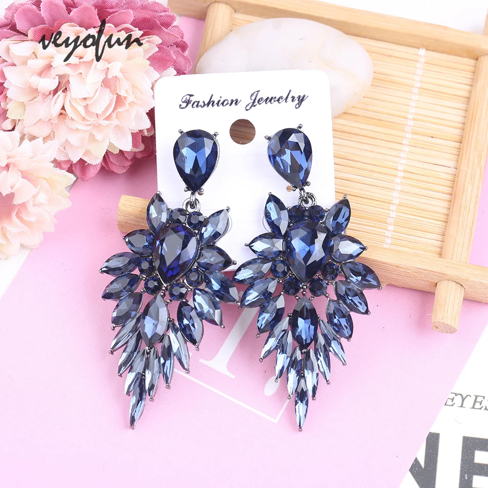 Earring  Veyofun Luxury Crystal Dangle Earrings Geometry Drop Earrings For Woman Fashion Jewelry New