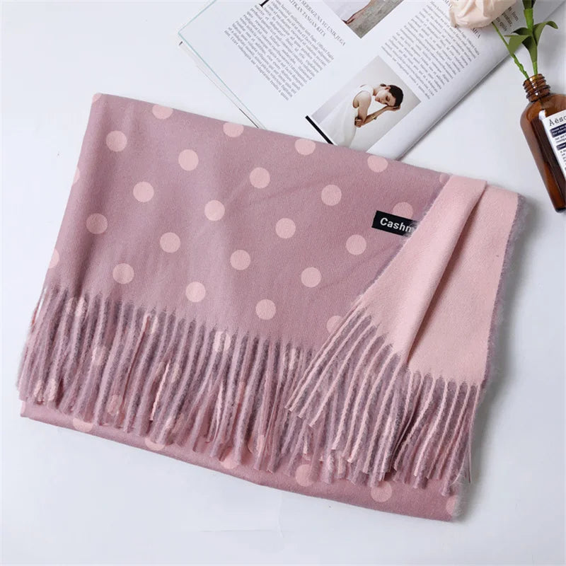 High Quality 200*70cm Fashion Autumn Winter Warm Cashmere Scarf Dot Pattern Long Tassels Women Thicken Wrap Shawl Lady muffler Wool Pashmina