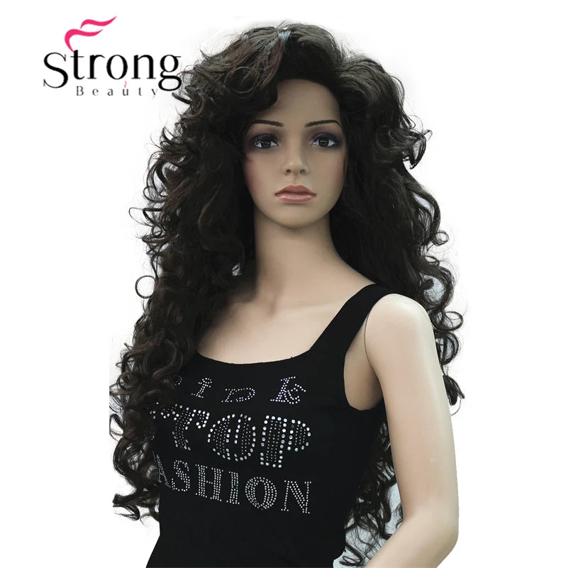 Hair Extensions and Wigs
StrongBeauty Long Layers Thick Soft Bouncy Curls No Set Part Full Synthetic Wig Dark Brown Wigs for women