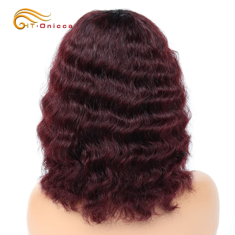 Hair Extensions and Wigs
Short Deep Wave Human Hair Wigs For Women Machine Made Brazilian Remy Hair Wigs With Bangs 1B/30/99J Deep Curly Bob Wigs On Sale