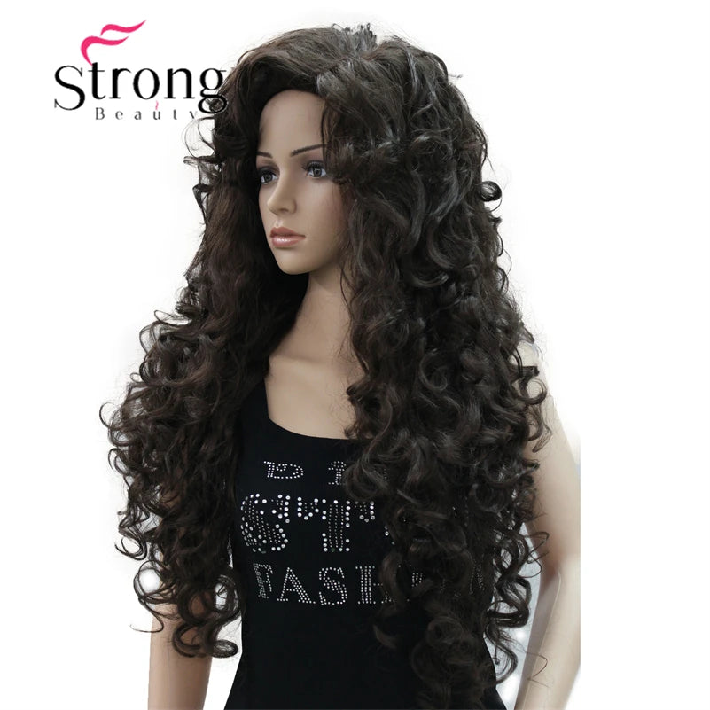 Hair Extensions and Wigs
StrongBeauty Long Layers Thick Soft Bouncy Curls No Set Part Full Synthetic Wig Dark Brown Wigs for women