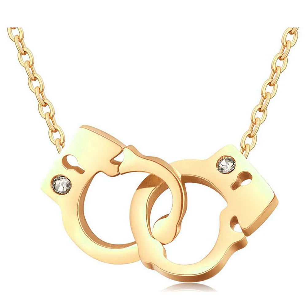 Necklaces Women HOT Stainless steel Handcuff Pendant Necklace For Women Girls Steampunk Fashion Jewelry Lover's  Valentine's Day Gifts NEW