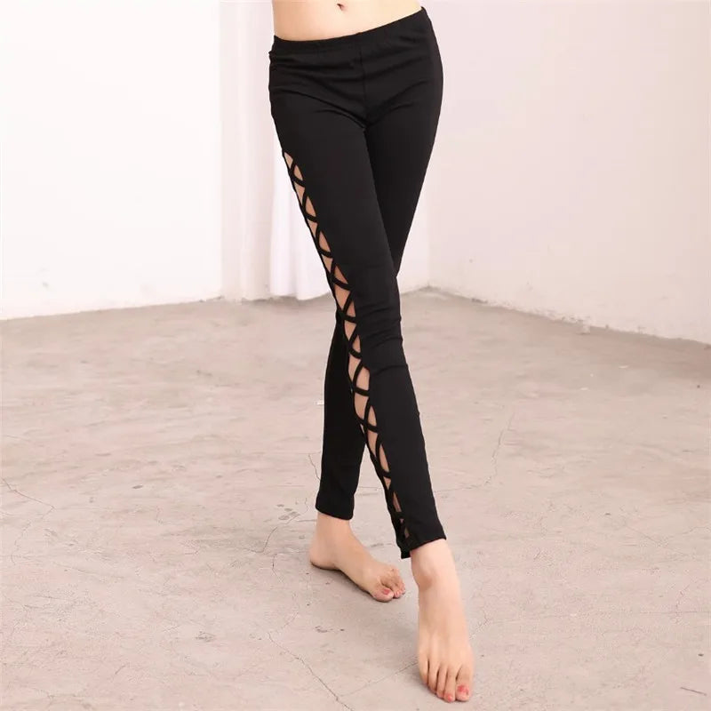 Exotic 
Sexy Leopard Leggings Women Belly Dance Practice Pants Drum Solo Capri Soft High Waist Tummy Compression