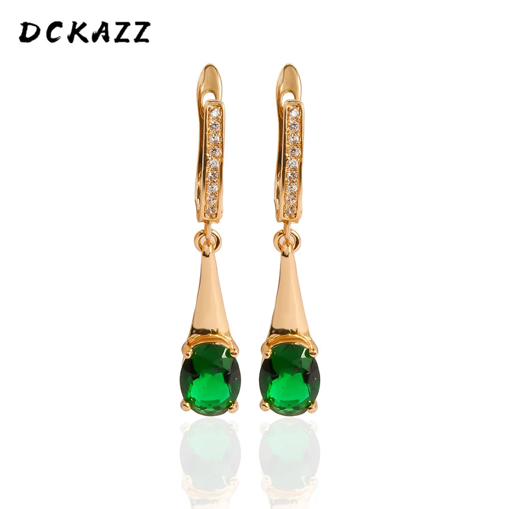 Earring  Dckazz 3 Color Natural Zircon Dangle Water Drop Earring 585 Rose Gold Color Fashion Earrings Women Engagement Luxury Jewelry