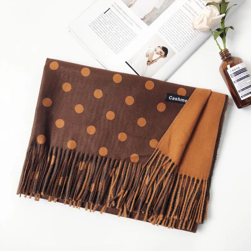 High Quality 200*70cm Fashion Autumn Winter Warm Cashmere Scarf Dot Pattern Long Tassels Women Thicken Wrap Shawl Lady muffler Wool Pashmina