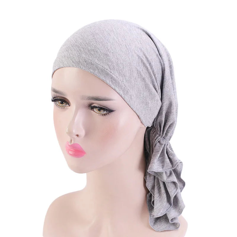 Elegant Look New Muslim Bamboo Pre-Tied Scarf Ladies Chemo Cap Women Turban Hat Headwear Headscarf Wrap Cancer Bandanas Hair Accessories